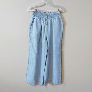 New C&C California Stripe Capri Pant Size Small Wide Leg Elastic Waist Loose Fit